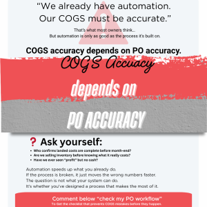 COGS accuracy depends on PO accuracy